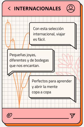 Selección de vinos internacionales en El Retrogusto es mío, con pequeñas joyas de bodegas diferentes.