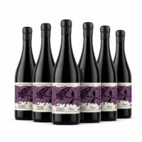 Seis botellas de El Retro Gogoko 2025, vino tinto de Rioja elaborado mediante maceración carbónica con Tempranillo.